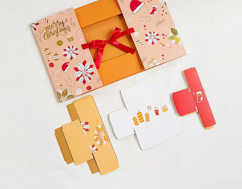 fold-flat Christmas gift box structure packed flat