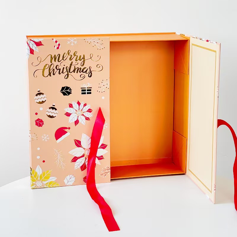 luxury fold-flat Christmas Advent Calendar box with foil Merry Christmas lid