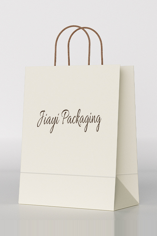Almond paper euro tote with twisted rope handles and a side gusset