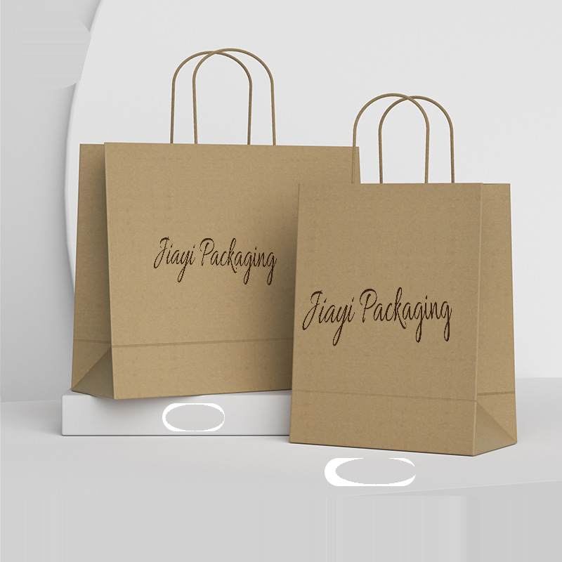 Natural kraft paper euro tote bags with rope handles, landscape and portrait