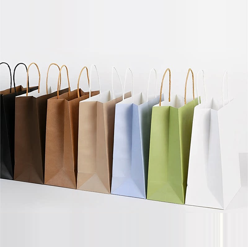 Black, brown, kraft, blue, green and white paper euro tote bags