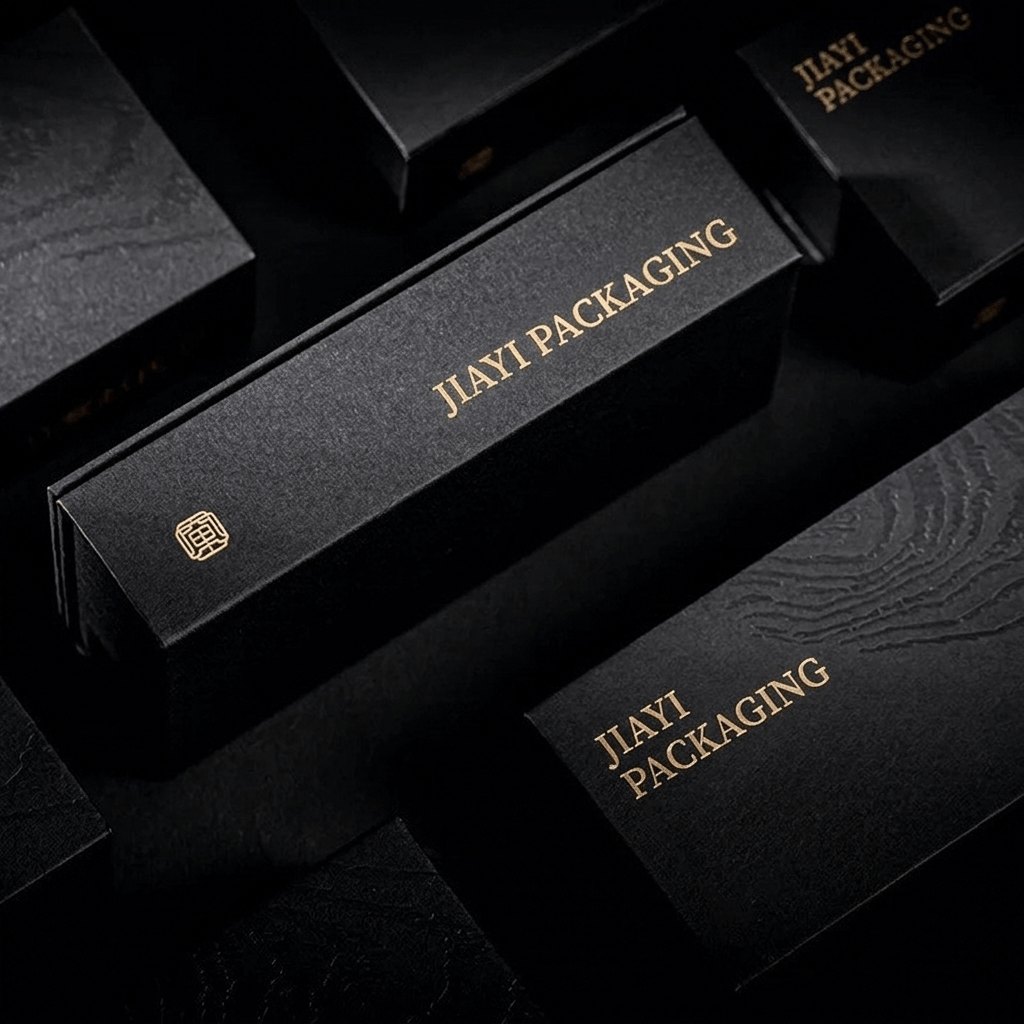 Custom magnetic tea gift boxes in black rigid board with gold foil Jiayi Packaging